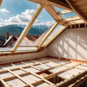 Gładź gipsowa przy oknie dachowym