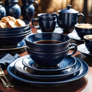 Granatowe serwisy obiadowe