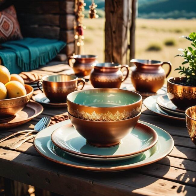 Kolorowe talerze boho