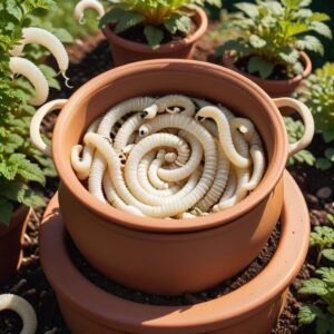 Larwy w doniczce kwiatów