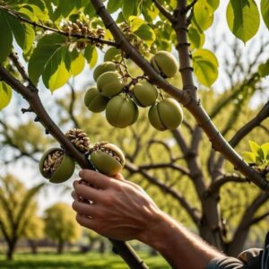 Przycinanie młodych drzew orzecha włoskiego